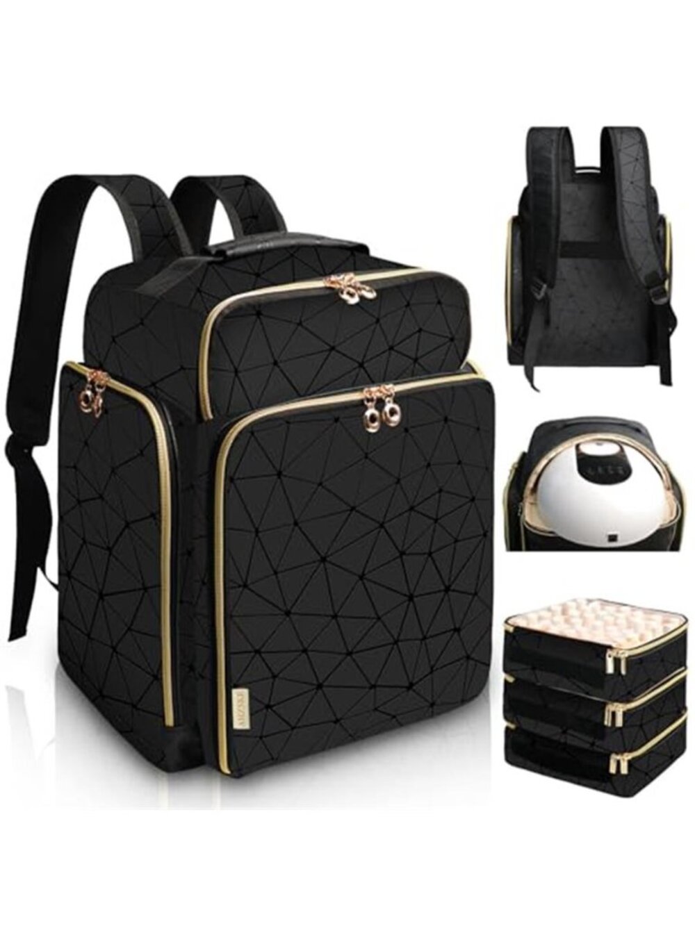 Nail Polish Organizer Backpack Holds 126 Bottles& Nail Lamp, Extra Large